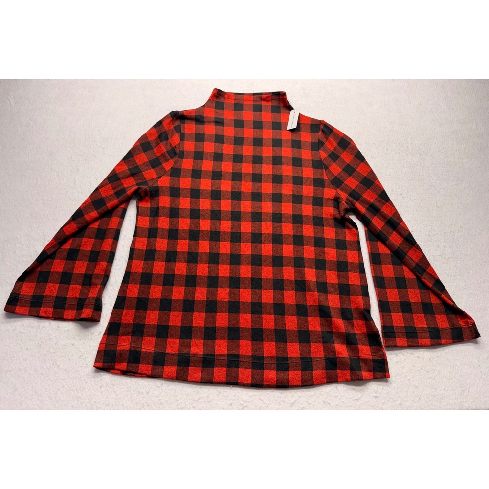 Lane Bryant Buffalo Plaid Mock Neck Bell Sleeve Top Red Black 14/16 NWT